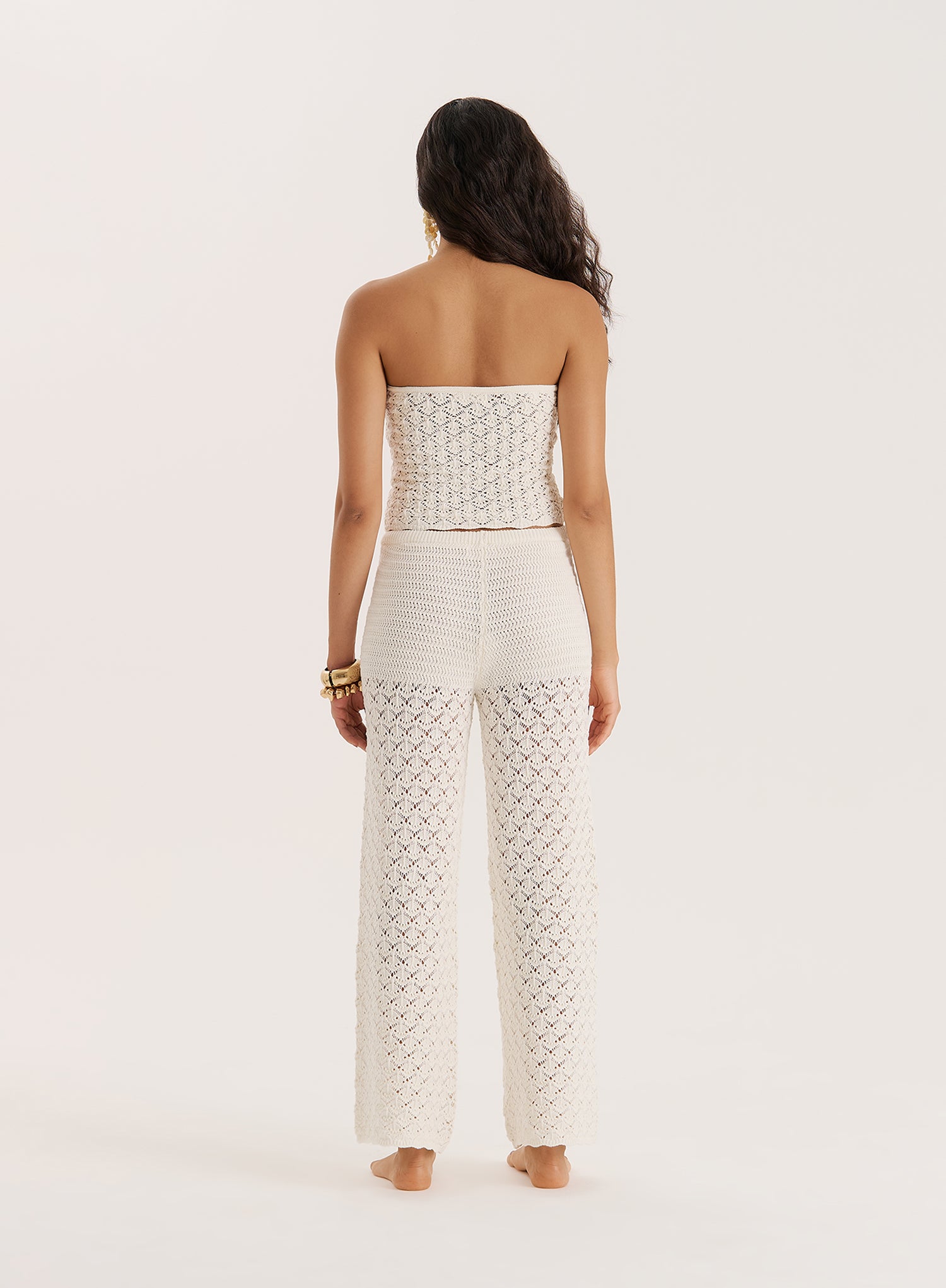 Cream Crochet Mix Trouser